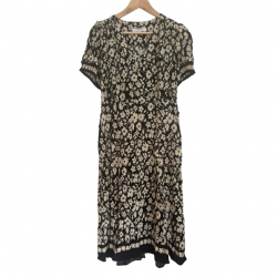 Gerard Darel Black midi dress with beige flowers