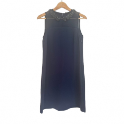 123 Paris Sleeveless navy dress with rhinestone collar