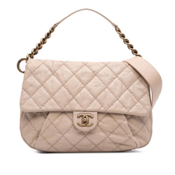 Chanel B Chanel Brown Beige Caviar Leather Leather Medium Quilted Caviar Coco Pleats Messenger Flap Italy