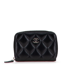 Chanel AB Chanel Black Lambskin Leather Leather CC Quilted Lambskin Coin Pouch Spain