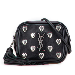 Saint Laurent AB Saint Laurent Black Calf Leather Studded skin Monogram Heart Blogger Crossbody Italy