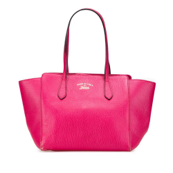 Gucci B Gucci Pink Hot Pink Calf Leather Medium Dollar skin Swing Tote Italy