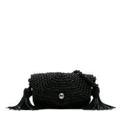 Bottega Veneta Black Lambskin Torchon Classic Tasseled Twisted Crossbody Italy
