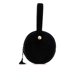 Celine B Celine Black Suede Leather Round Tassel Handbag Italy