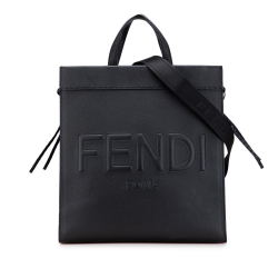 Fendi B Fendi Black Calf Leather Medium Roma Go To Shopper Satchel Italy