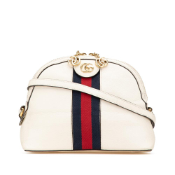 Gucci B Gucci White Calf Leather Small Ophidia Dome Crossbody Italy