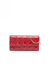 Christian Dior Lady Dior Patent Wallet On Chain
