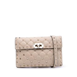 Valentino B Valentino Brown Light Beige Nappa Leather Leather Nappa Rockstud Spike Crossbody Italy