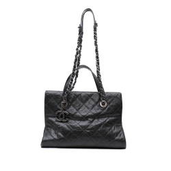Chanel B Chanel Black Caviar Leather Leather CC Quilted Crumpled Caviar Crave Tote Italy