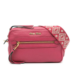 Miu Miu B Miu Miu Pink Dark Pink Goatskin Leather Madras Camera Bag India