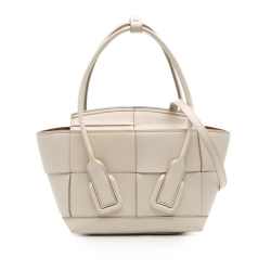 Bottega Veneta B Bottega Veneta White Calf Leather Mini skin Maxi Intrecciato Arco Satchel Italy