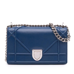 Christian Dior B Dior Blue Lambskin Leather Leather Mini Lambskin Diorama Flap Italy