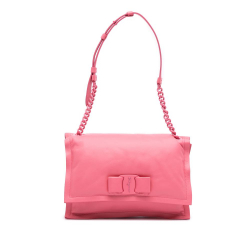 Ferragamo B Ferragamo Pink Calf Leather Padded Viva Bow Crossbody Italy