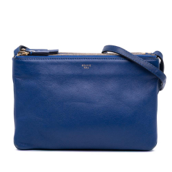 Celine B Celine Blue Lambskin Leather Leather Small Lambskin Trio Crossbody Italy
