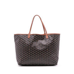 Goyard B Goyard Black with Brown Coated Canvas Fabric Goyardine Saint Louis GM France