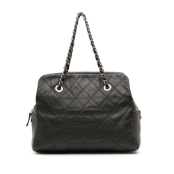 Chanel B Chanel Gray Charcoal Calf Leather Petite Crinkled skin Timeless Tote Italy