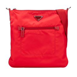 Prada B Prada Red Nylon Fabric Tessuto Zip Top Crossbody China