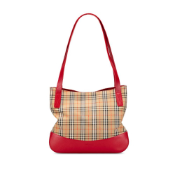 Burberry B Burberry Brown Beige with Red Canvas Fabric Haymarket Check Tote United Kingdom