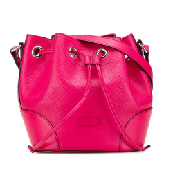 Gucci B Gucci Pink Hot Pink Calf Leather Diamante Bright Bucket Bag Italy