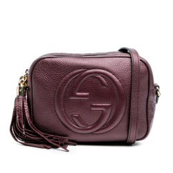 Gucci AB Gucci Red Burgundy Calf Leather Metallic Soho Disco Crossbody Italy