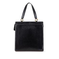 Chanel B Chanel Black Lambskin Leather Leather Lambskin Embroidered Logo Tote France