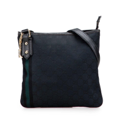 Gucci B Gucci Black Canvas Fabric GG Jolicoeur Crossbody Italy