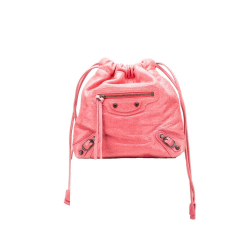 Balenciaga B Balenciaga Pink Lambskin Leather Leather Lambskin Motocross Move On Drawstring Pouch Italy