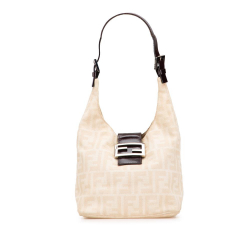 Fendi B Fendi Brown Beige Canvas Fabric Zucca Shoulder Bag Italy
