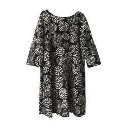 Marimekko : Tunic dress with cream polka dots on a black background L