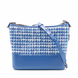 Chanel Gabrielle Medium Lambskin Leather Matelassè Shoulder Bag Tweed Blue