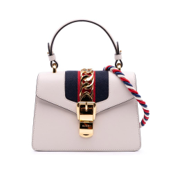 Gucci AB Gucci White Calf Leather Mini skin Sylvie Satchel Italy