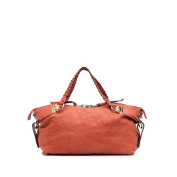 Gucci B Gucci Orange Calf Leather Medium Bamboo Bar Tote Italy