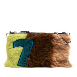 Miu Miu B Miu Miu Multi Fur Natural Material Montone Stripe Crossbody Italy