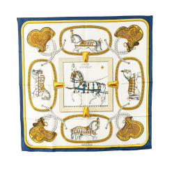Hermès AB Hermès White Silk Fabric Grand Apparat Scarf France
