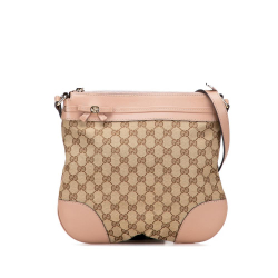 Gucci B Gucci Brown Beige Canvas Fabric GG Mayfair Crossbody Italy