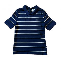 Lacoste Blue fitted striped zip polo