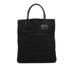 Fendi B Fendi Black Canvas Fabric Zucca Tall Tote Italy