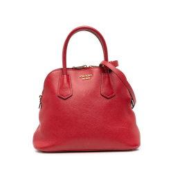 Prada B Prada Red Saffiano Leather Medium Dome Satchel Italy