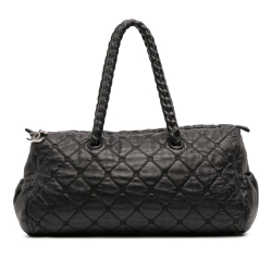 Chanel B Chanel Black Lambskin Leather Leather Quilted Lambskin Hidden Chain Bowler Bag Italy