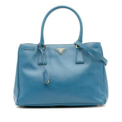 Prada B Prada Blue Saffiano Leather Medium Lux Galleria Satchel Italy