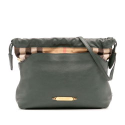 Burberry B Burberry Green Calf Leather House Check Canvas and skin Little Crush Crossbody Italy
