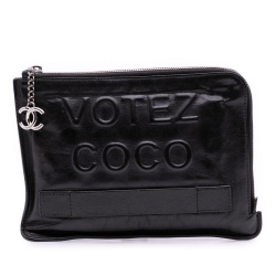 Chanel B Chanel Black Lambskin Leather Leather Lambskin Votez Coco Clutch Italy