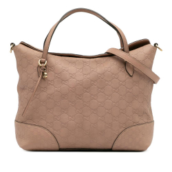 Gucci B Gucci Brown Nude Calf Leather Medium Guccissima Bree Fold Over Tote Italy