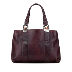 Gucci B Gucci Brown Dark Brown Calf Leather Guccissima Trimmed Bamboo Libeccio Tote Italy