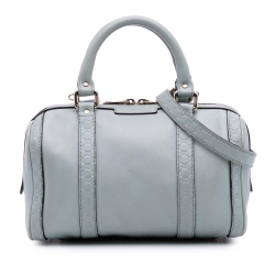 Gucci B Gucci Blue Light Blue Calf Leather Small Microguccissima Trimmed Joy Boston Bag Italy
