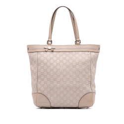 Gucci B Gucci Brown Beige Calf Leather Guccissima Mayfair Tote Italy