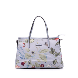 Gucci B Gucci Blue Light Blue Canvas Fabric Small Flora Knight Convertible Tote Italy