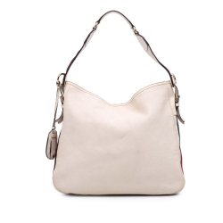 Gucci B Gucci White Calf Leather Medium Pebbled skin Web Heritage Shoulder Bag Italy