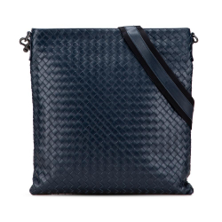 Bottega Veneta B Bottega Veneta Blue Navy Nappa Leather Leather Nappa Intrecciato VN Crossbody Italy