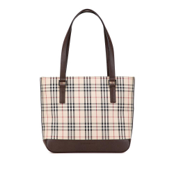 Burberry B Burberry Brown Beige Canvas Fabric House Check Tote United Kingdom